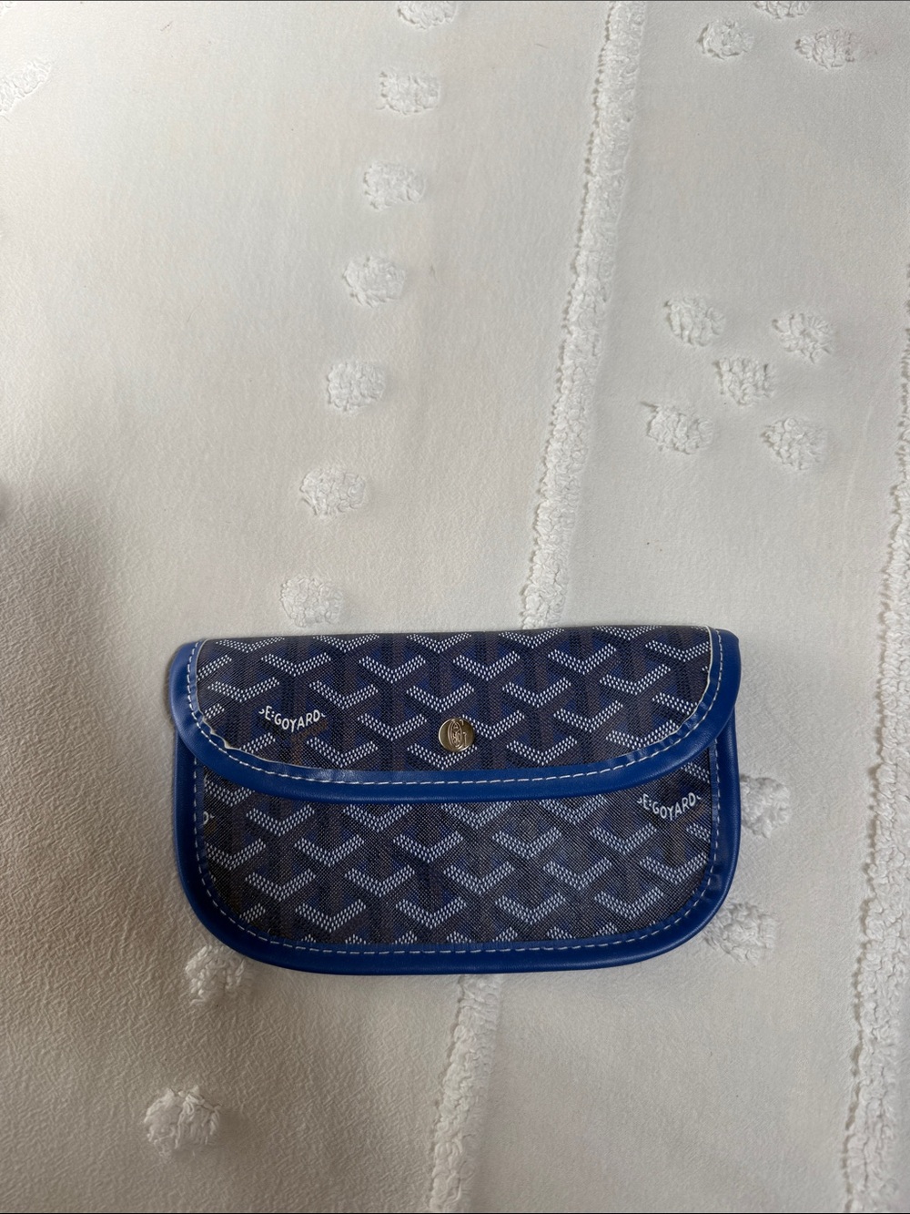 Goyard Blue Chevron Small Pouch with Bright Blue Trim